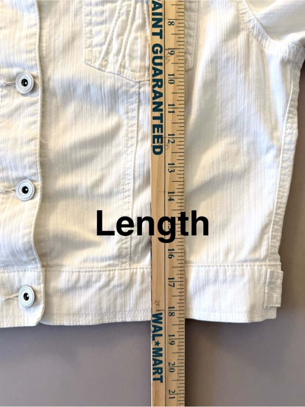 Vintage Tapemeasure by Anthropology Cropped White Jean Jacket - Picture 9 of 16